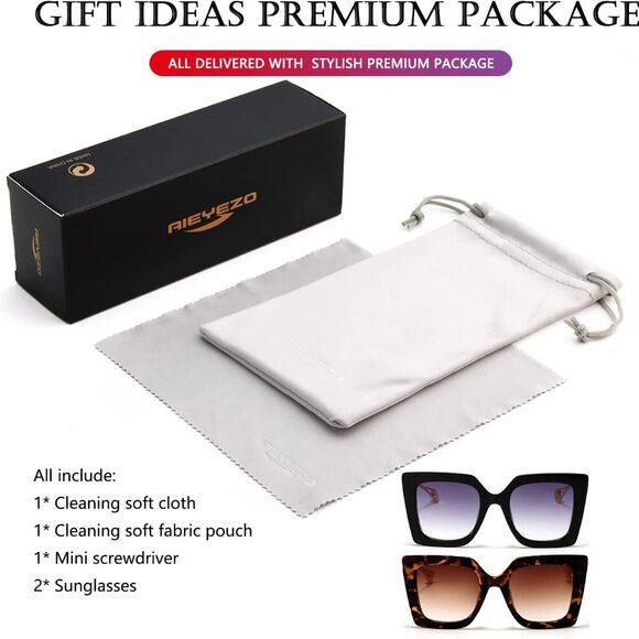 Oversized Womens Sunglasses Retro Square Frame UV400 Protection Stylish Shades - Picture 7 of 7